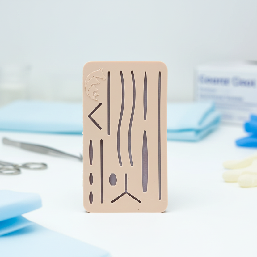 Suture practice pad in professional medical setting